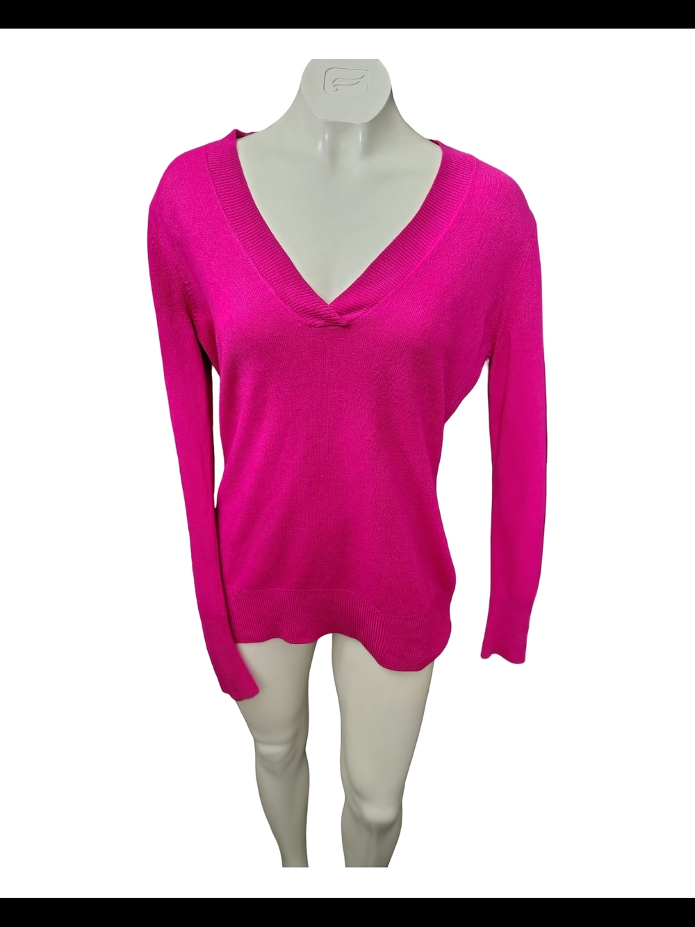Banana Republic Bright Fuchsia V-Neck Sweater Barbiecore